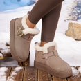 thumbnail image 5 of Women Snow Boots Round Toe Buckle Strap Thick Soled Fleece Lined Warm Boots Comfort Flock shoes for Fall Winter Casual Outdoor Daily Wear, 5 of 9