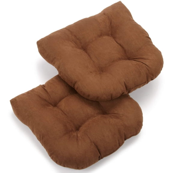 19-inch U-Shaped Micro Suede Tufted Dining Chair Cushion (Set of 2) - Chocolate
