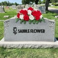 thumbnail image 3 of Artificial Cemetery Flower-Outdoor Grave Saddle Headstone Decorations,Pink and White Rose Memorial Day Flowers for gravesite (Pink and White)…, 3 of 5