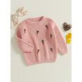 thumbnail image 5 of Toddler Baby Boy Girl Sweaters 0 3 6 9 12 18 24 Months 2T 3T Carrot Pattern Long Sleeve Round Neck Ribbed Chunky Knit Jumper Tops, 5 of 9
