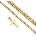thumbnail image 3 of APSVO Layered Gold Cross Necklaces for Men Boys Stainless Steel Cuban Figaro Pendant Chain Set Religious Christian Birthday Valentines Day Jewelry Gifts Him Teen Dad Boyfriend Adults Kids Ideas, 3 of 7