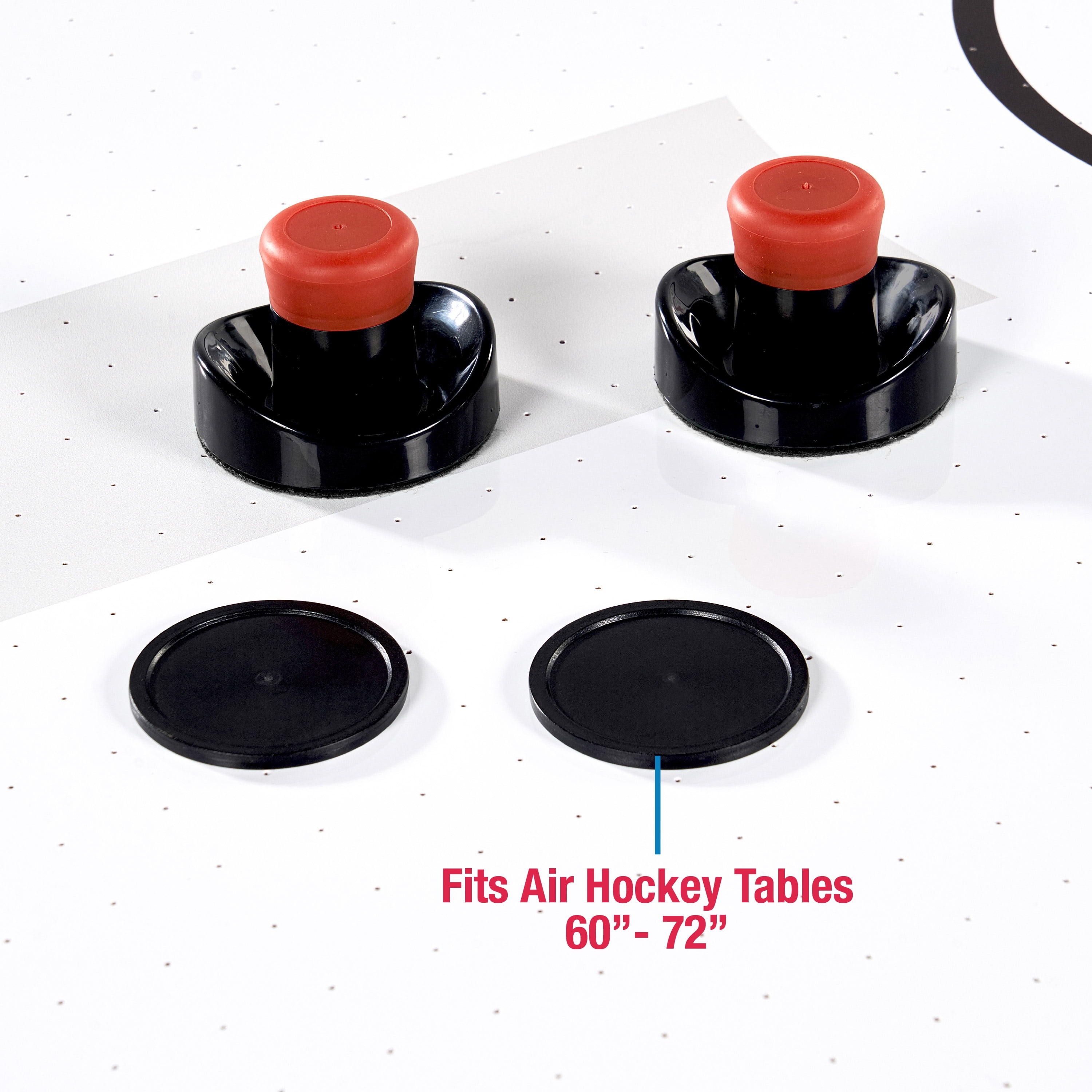 Air Hockey Accessories Set 4 Pushers, 8 Pucks, 8 Pads, Fits 60 to 72 in Tables, Red and Black by MD Sports