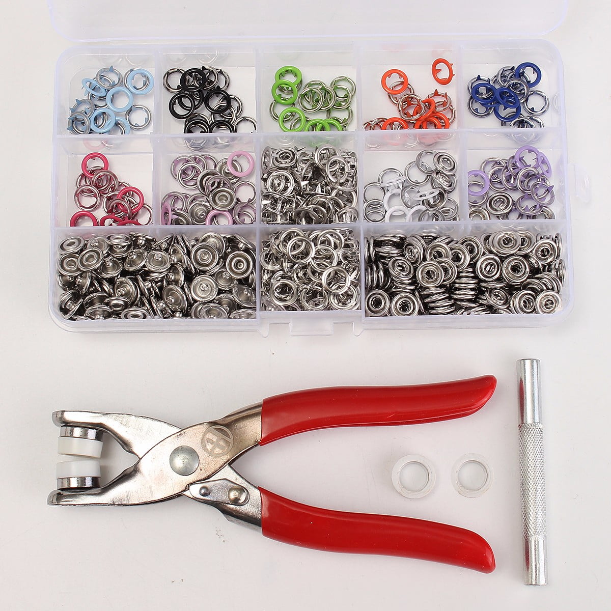 150 Sets Snap Fastener Pliers Tool Kit 9.5mm Prong Ring Press Stud