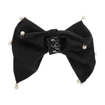 Unique Bargains 1 Pc Cute Pearl Pendant Bow Hair Clips Black