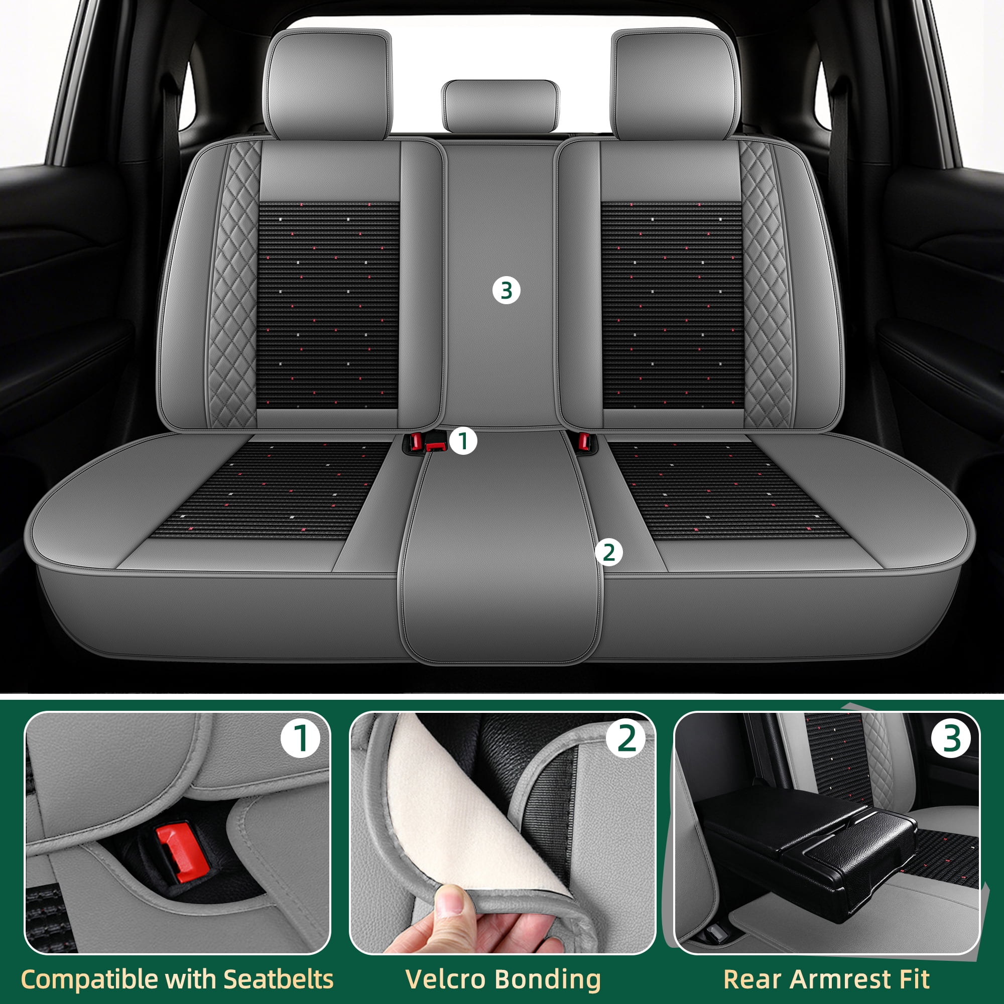 AQBDDBQ Seat Covers Full Set for Toyota RAV4 2013-2025 2026: Breathable Leather Seat Covers Cushion Ice Silk Cooling Comfort 4 Season(Grey,2 Row 5 Seat)