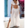 thumbnail image 4 of Womens Wide Leg Split Skirt Pants Boho Loose Palazzo with Elastic Waist Vacation Pants White M, 4 of 9