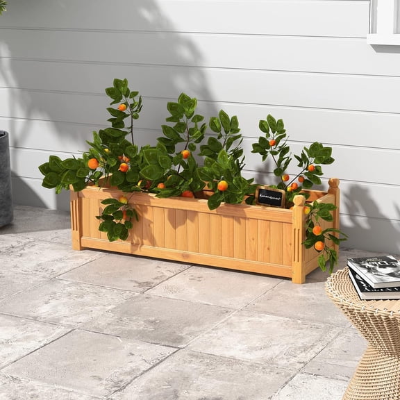 Raised Garden Bed, Elevated Planter Box with Drainage Holes, Outdoor Wood Planter Container for Vegetables Flowers & Herbs