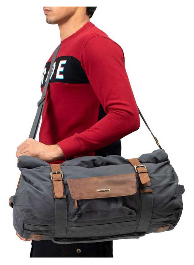 Buy Royal Enfield Classic Duffel Bag, Roll Top with Leather Straps