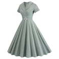 thumbnail image 1 of FcBaudy Robe Mi-Mollet à Manches Courtes et Col Rond, Robes d'Été pour Femmes, Robes pour Femmes Robe Rétro à Carreaux Imprimée pour Fête avec Nœud, Robe à Carreaux à Manches Mi-Longues, Robes de Cocktail, Robes Extensibles, Robe pour Femme, 1 of 9