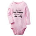 thumbnail image 2 of iDzn Cute Like Mommy Smelly Like Daddy Funny Rompers, Newborn Baby Unisex Bodysuits, Infant Jumpsuits, Toddler Kids Long Sleeve Oufits (Pink, 6-12 Months), 2 of 5