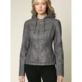 thumbnail image 2 of Made by Johnny Women's Removable Hoodie Motorcyle Jacket S GREY, 2 of 6