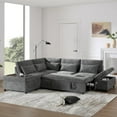 thumbnail image 6 of LUMISOL 107" Convertible Sleeper Sofa Bed with Storage Ottoman, L-Shaped Sectional Sofa with Pull Out Bed & Flip Top Seat, Upholstered Corner Couch with Charging Station for Living Room, 6 of 9
