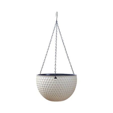 Frogued Hanging Flower Basket Imitation Honeycomb Self Water Absorption Waterproof Outdoor Resin Plant Hanger for Garden