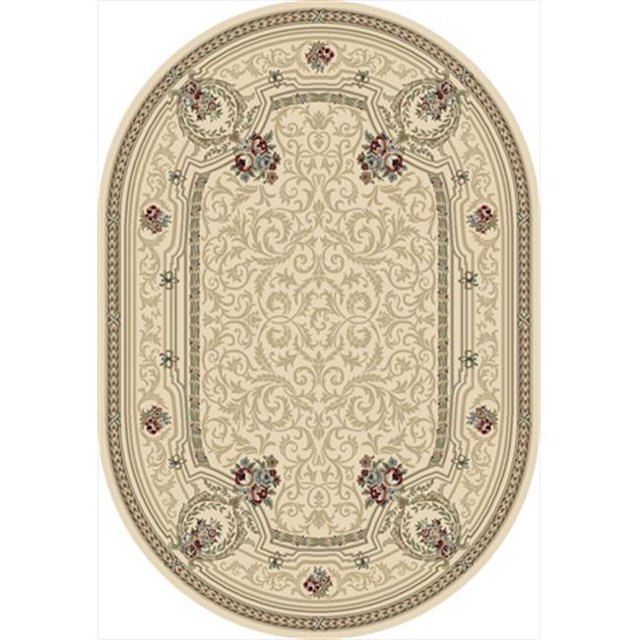 Dynamic Rugs ANOV71057091646 Ancient Garden 6 ft. 7 in. x 9 ft. 6 in. Oval 57091-6464 Rug - Ivory