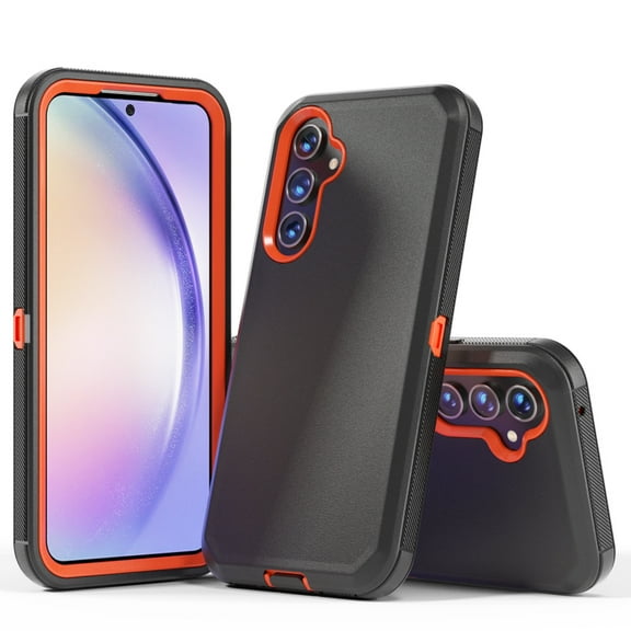Xhy Samsung Galaxy A54 5G Case Military Grade Heavy Duty 3 in 1 Shockproof Armor Rugged Durable for Galaxy A54 5G Phone - Black Orange