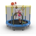 thumbnail image 2 of 72" Trampoline for  with Net,6 FT Indoor & Outdoor Small  Trampoline with Basketball Hoop & Dart Board for Ages 1-8, Birthday Gifts for Boys & Girls,   Christmas Toys, 2 of 7