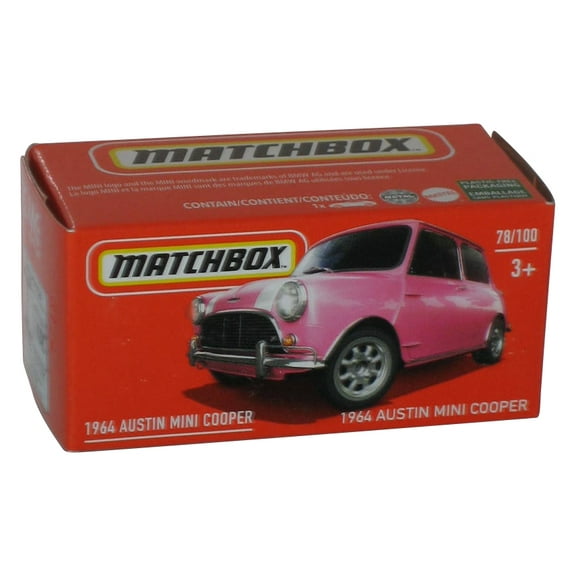 Matchbox 1964 Austin Mini Cooper Pink (2021) Power Grabs Box Toy Car 78/100