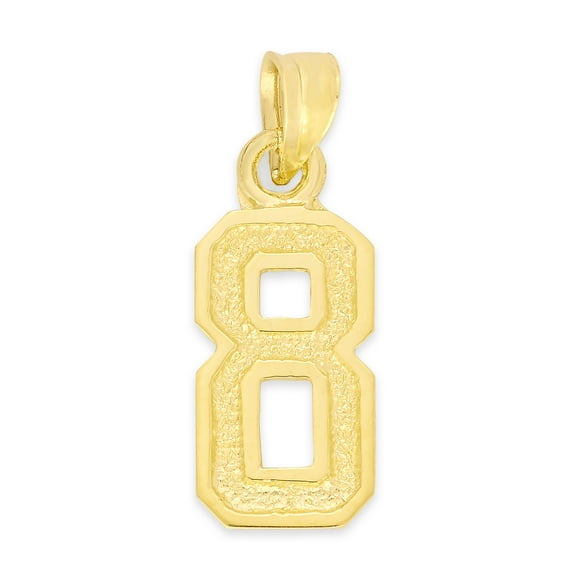 10k Solid Gold Number Eight Necklace with 20" Rolo Chain, #8 Gold Charm Pendant Jewelry for Athletes, Sports Gifts for Him and Her