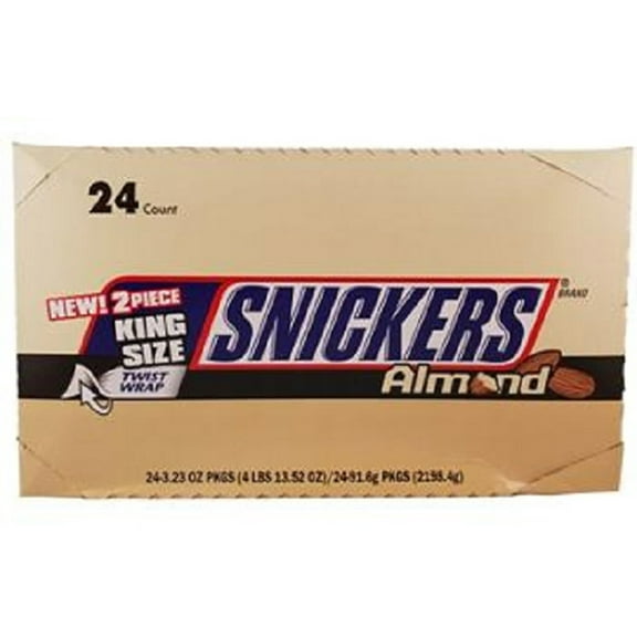 Snickers, King Size Almond, Count 24 (3.23 oz) - Chocolate Candy / Grab Varieties & Flavors