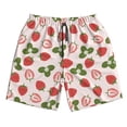 thumbnail image 3 of Uemuo Strawberries And Leaf Pattern Men's Swim Trunks Hawaiian Beach Bathing Suit Swimsuits Beach Quick-Dry Shorts with Pockets-, 3 of 9