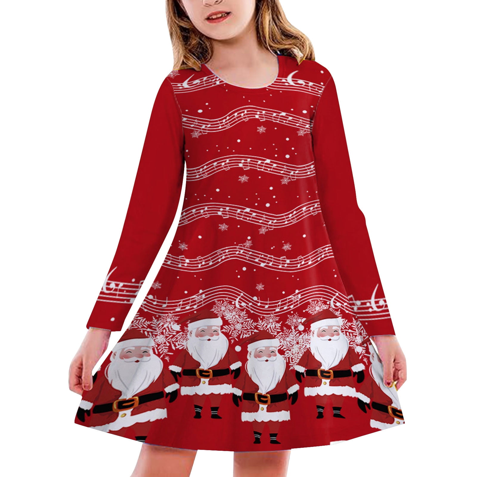FhsagQ Dresses Girls Christmas Dresses 10-12 Fancy Kids Toddler Girls Christmas Trees Deer Print Christmas Long Sleeve Party Princess Dress Girls' Dresses Formal Red 10-13 Years