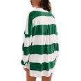thumbnail image 7 of Womens Long Sleeve Striped Shirts Oversized Striped Polo Shirt Henley Button V Neck Tunic Casual Loose Tops, 7 of 7