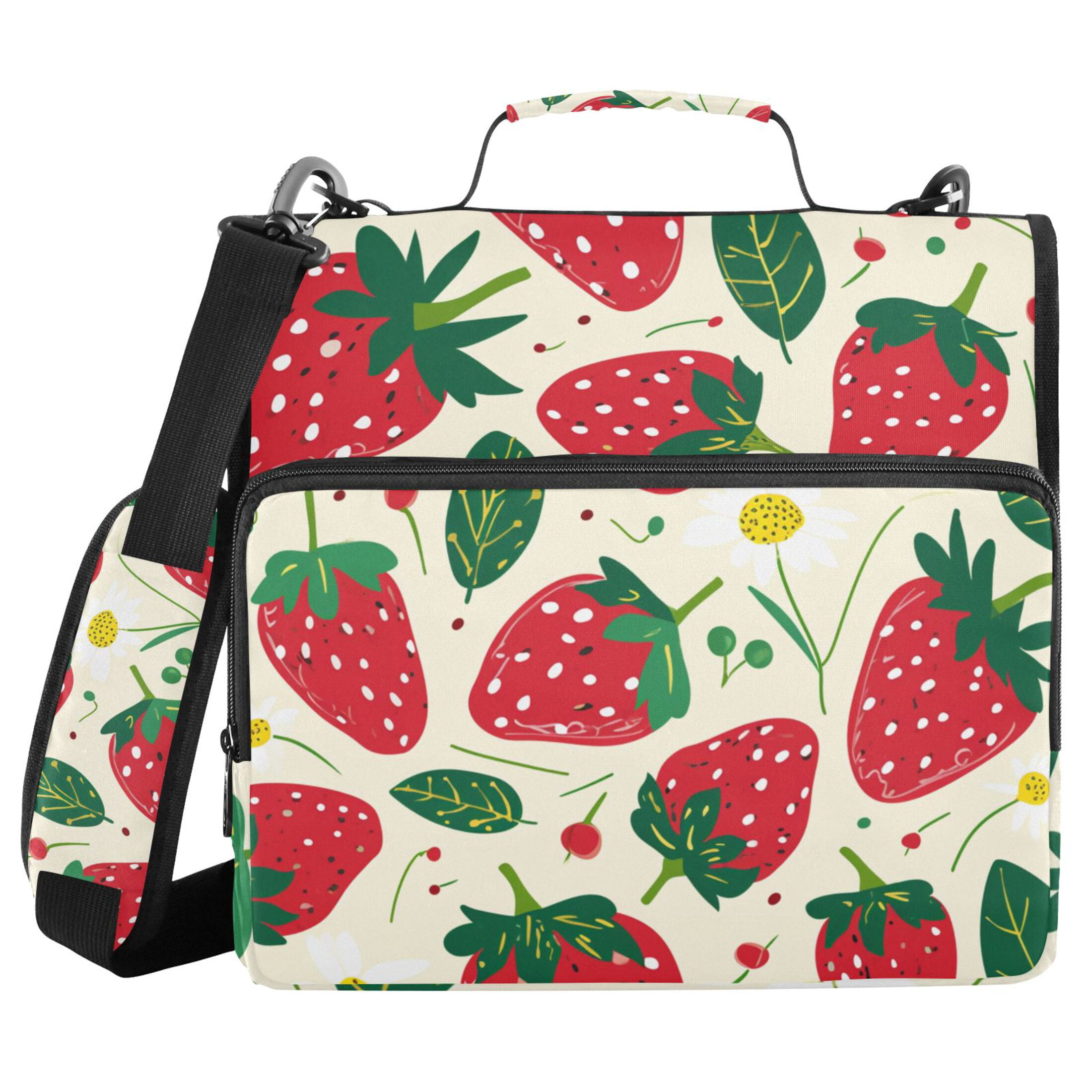 ALAZA Zipper Binder Strawberry Fruit 3 Ring Trapper Keeper File Folder Organizer Bag