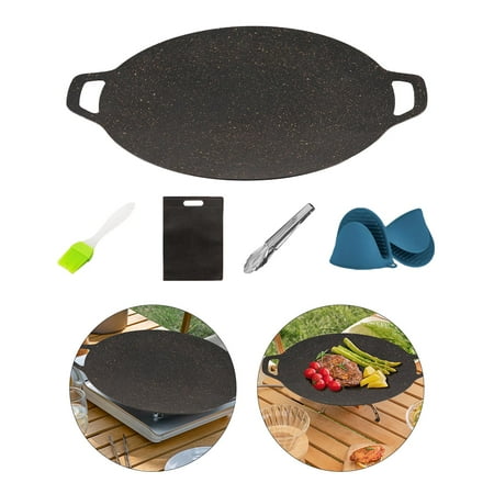 

Pan Barbecue Plate Portable Cooking Roasting Lightweight Griddle Pan Grilling Pan for Hiking Short Trips Camping Families Reunions 38cm