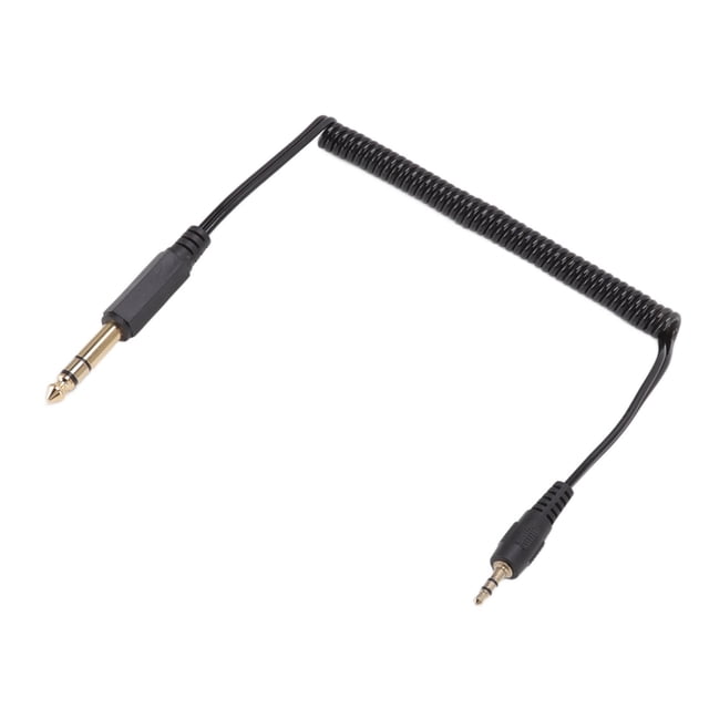 Cable en espiral de 6,35 mm a 3,5 mm, chapado en oro, retráctil, plug and play, adaptador de sonido portátil para PC, portátil, MP3, conector macho de sonido dual a conector macho de sonido dual de 3