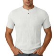 thumbnail image 4 of Shirts for Men, Men's Ribbed Knit T-Shirts Short Sleeve Plus Size Casual Notch V Neck Muscle Slim Fit Basic Tee Top Summer Everyday Wear White XL, 4 of 5