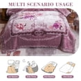 thumbnail image 3 of WOOW DEPOT Twin Full Heavy Fleece Bed Blanket 1 PCS, 6.61 lbs 70.8" x 86.6", Reversible Thick Floral Print Soft Warm Mink Blanket Elegant, Lavender Orchid, 3 of 7