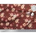 thumbnail image 3 of Soimoi Red Cotton Duck Fabric Peach Flower Watercolor Print Fabric by Yard 44 Inch Wide, 3 of 3