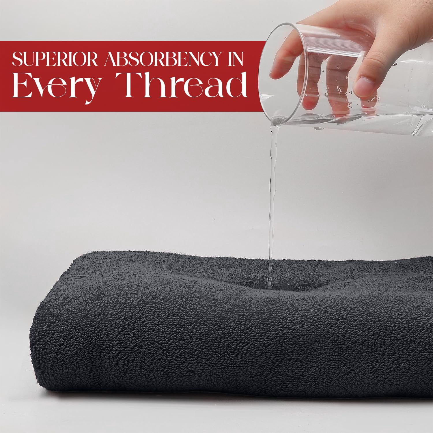 RIVERSIDE Oversized Bath Sheet 1 Pack 40x80 Soft Cotton Absorbent Towel 600 GSM - Charcoal