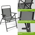 thumbnail image 3 of Costway 6pcs Patio Furniture Garden Set Umbrella w/ Table & 4 Folding Chairs Gray, 3 of 10