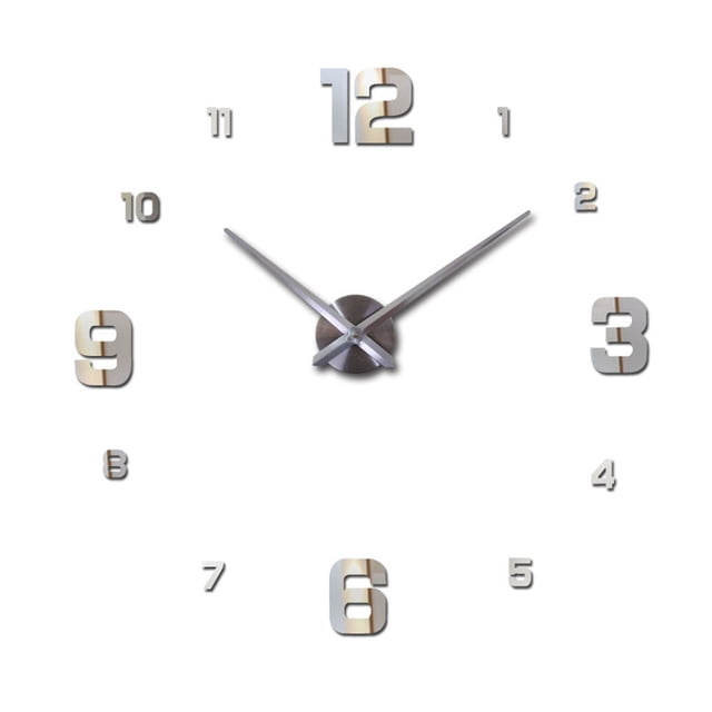 Wall Watch Mirror Clock Metal DIY wall watch Number Simple Number Sticker DIY 3D Morden Mute Living Room Decoration