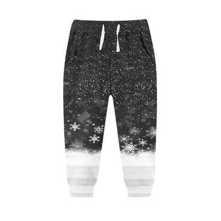 WMTBSRSW Christmas Jogger Pants Boys Fleece Lined Drawstring Sweatpants Thermal Athletic Pull on Sweat Pants with Pockets 7-8Years