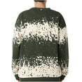 thumbnail image 3 of Men's Crewneck Pullover Sweater Waffle Textured Knitted Sweaters Casual Loose Fit Sweaters Army Green XXL, 3 of 4