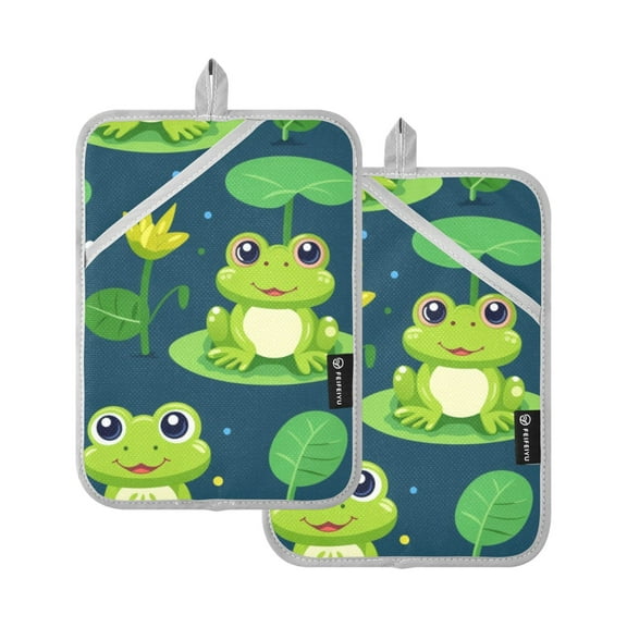 Cute Frogs Pot Holders Set of 2 Heat Resistant Kitchen Oven Gloves Potholder Cooking Baking Microwave Mitts