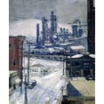 thumbnail image 2 of Brennan, H.J 20x23 Black Ornate Wood Framed with Double Matting Museum Art Print Titled - Blast Furnaces in Winter, 2 of 4