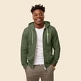 thumbnail image 3 of Dalix Alien Embroidered Zip Hoodie Fleece Long Sleeve Pocket Warm Soft Mens in Military Green 2XL XX-Large, 3 of 5