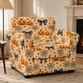 thumbnail image 2 of FKELYI Stretch Armchair Slipcover 2 Pcs Couch Covers Halloween Pumpkin Spiderweb Print Furniture Protector Washable Spandex Sofa Cover with Individual Cushion Cover, 2 of 7