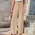 thumbnail image 4 of Fancifize Womens Wide Leg Pants Drawstring Elastic High Waisted Pant Ruffle Hem Palazzo Relax Fit Trousers, 4 of 5
