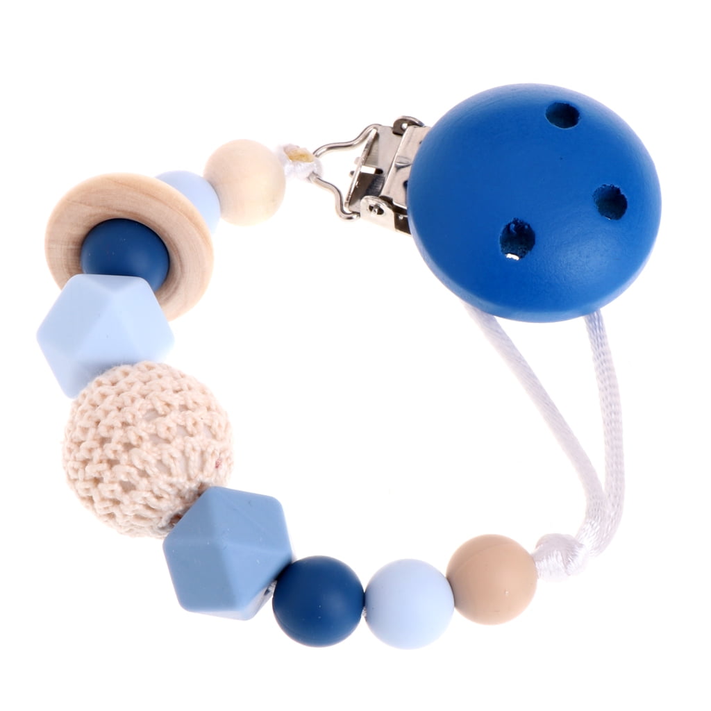 SILICONE BABY PACIFIER CLIP CHAIN STAR BEADS TEETHER NIPPLE SOOTHER STRAP 