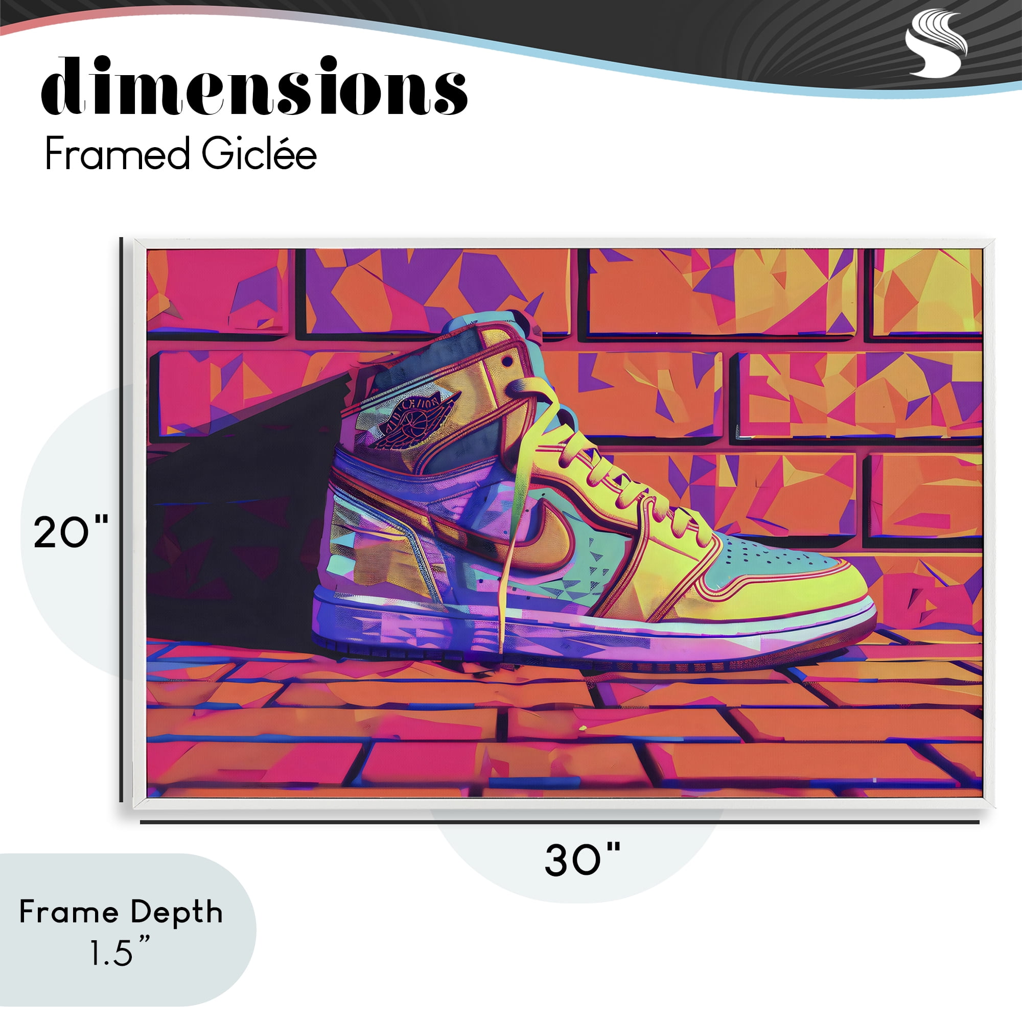 Stupell Industries Sneaker with Vibrant Geometric Hues White Framed Giclee Art, design by Creative Studio
