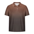 thumbnail image 3 of Chiccall Mens Shirts Gradient Button Summer Casual Short Sleeve V Neck Tops Blouse Brown, 3 of 5