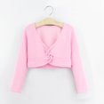 thumbnail image 5 of Girls Comfy Bolero Shrugs Long Sleeve Front Twist Knot Trendy Cute Shawls Wraps for Dress Cardigan (10-12 Years, Pink 01), 5 of 6
