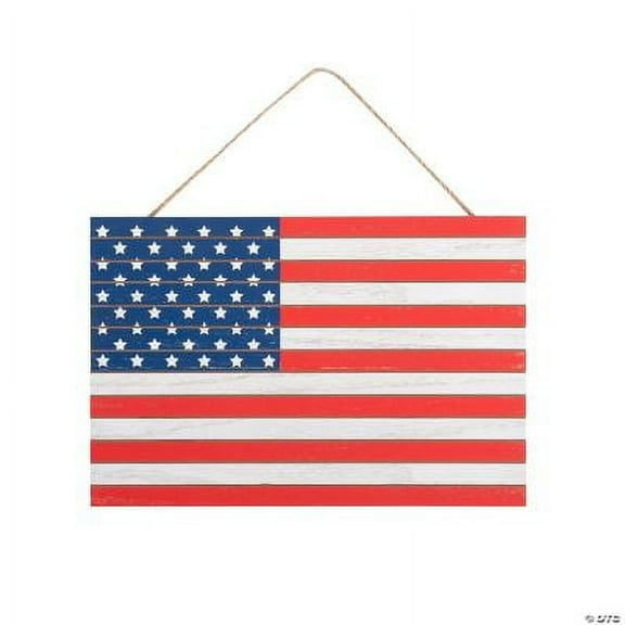 Patriotic American Flag Slat Sign, Fourth of July, Home Decor, 1 Piece