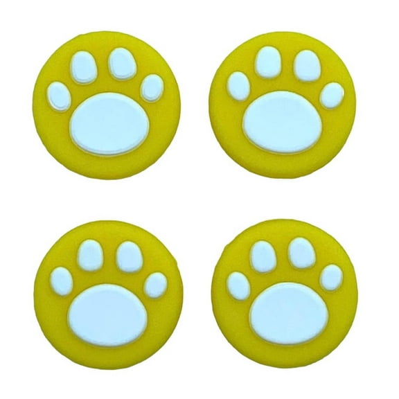 JenDore Yellow & White 4Pcs Paw Silicone Thumb Grip Caps for Nintendo Switch