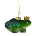 thumbnail image 3 of 3" Green and White Prince Frog in a Gold Crown Glass Christmas Ornament, 3 of 3
