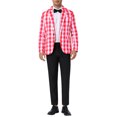 thumbnail image 2 of INSPIRAR CHIC Traje de Día del Padre para Hombre, Blazer de Cuadros Gingham de Un Solo Botón, Corte Regular, Solapa Notch, XL Rojo y Blanco, 2 of 5